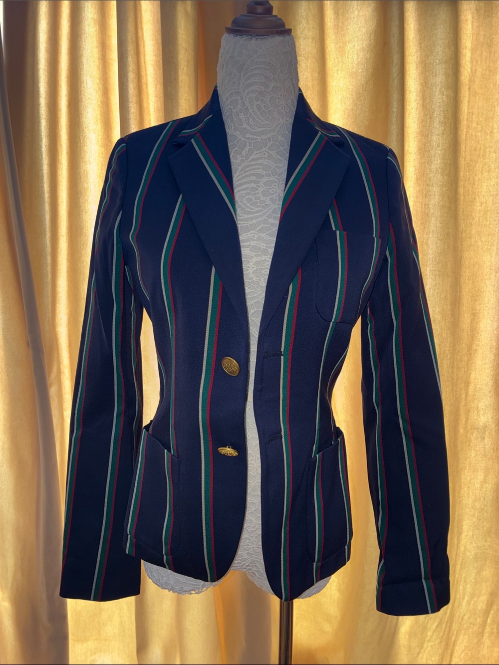 Polo Ralph Lauren Navy Striped Blazer Jacket- size 4 - Picture 3 of 4
